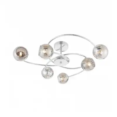 Abstract Ball Cluster 6 Arm Steel Ceiling Lamp in Polished Chrome Plated