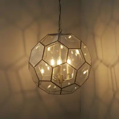 Miele Antique Round Steel and Glass 3 Pendant Light in Antique Brass