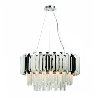 Clear Glass 6 Light Chrome Top And Crystal Base Ceiling Chandelier