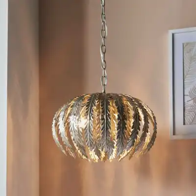 Metal Pendant Ceiling Light with Detail in Silver