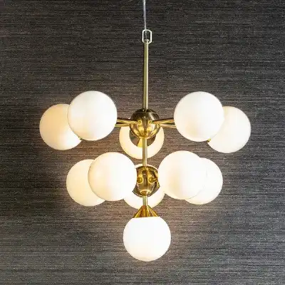 Glass and Steel 11 Clear Capsule Bulb Pendant Light in Brushed Gold