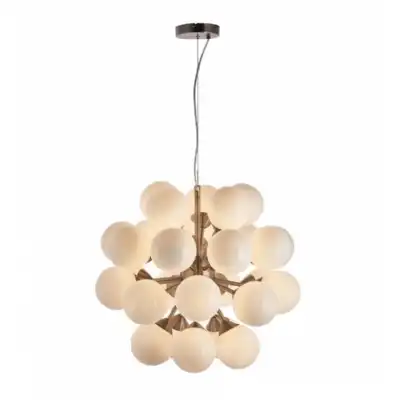 Metal Nickel 28 Pendant Ceiling Light with Opal Globes