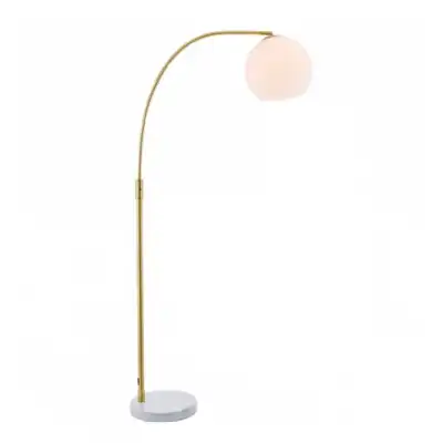 Curved Gold Finish White Marble Floor Lamp