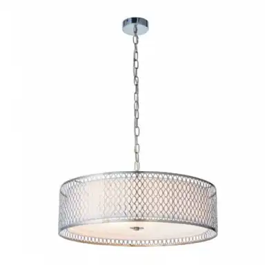 Steel And Crystal Glass Circular Pendant Ceiling Light
