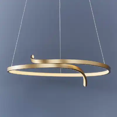 Abstract Circular Brushed Gold Large Pendant Light