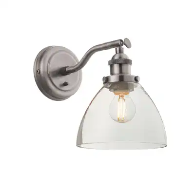 Glass Silver 1 Wall Light Brushed Silver