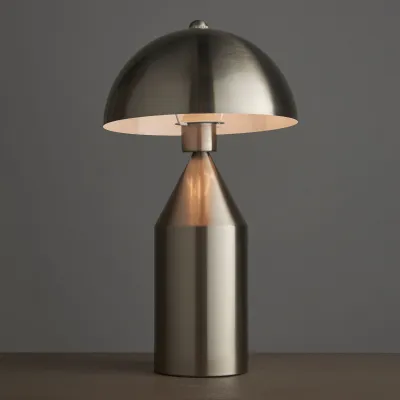 Brushed Nickel Metal Lighting Table Lamp Dome Shade