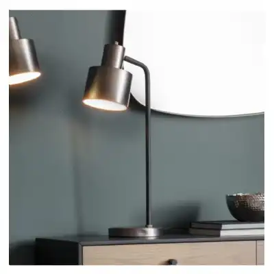 Metal Disc Base Table Desk Lamp in Silver