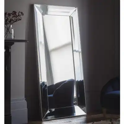 Tall Rectangular Silver Mirrored Glass Full Length Leaner Extra Large Mirror