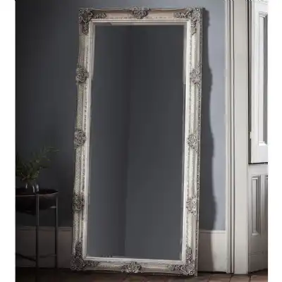 Antique Silver Ornate Extra Large Rectangular Leaner Wall Mirror