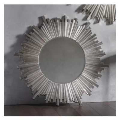 Antique Silver Starburst Round Wall Mirror 100cm Dia