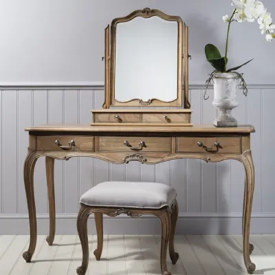 Chic Mindy Wood Weathered 3 Drawer Dressing Table