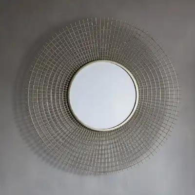 Gold Metal Wire Framed Round Wall Mirror