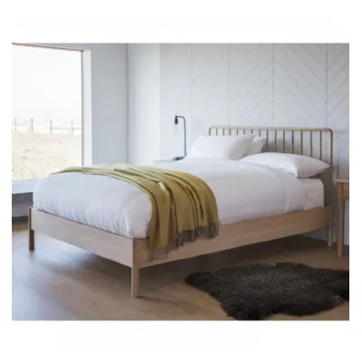 Nordic Oak King Size 5ft Bed with Spindle Headboard