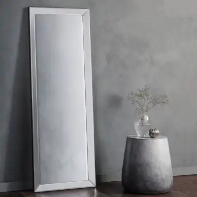 Tall Slim Rectangular Leaner Wall Mirror Bevelled Glass Black Edge