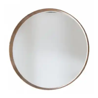 Style Oak Wood Round Wall Mirror