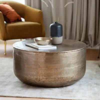 80cm Round Antique Bronze Metal Low Coffee Table