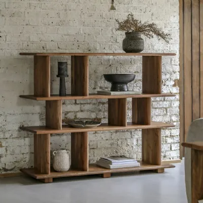 Natural Wood Small Open Display Bookcase Shelving Unit