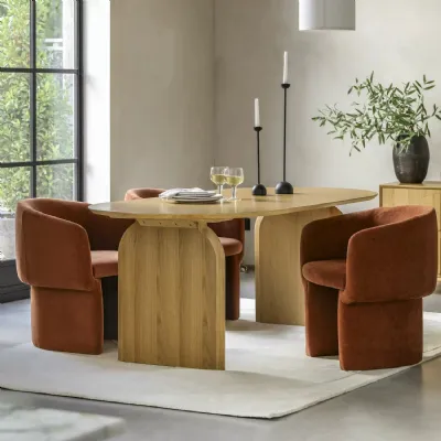 Geometric Natural Wooden Oval Large Dining Table