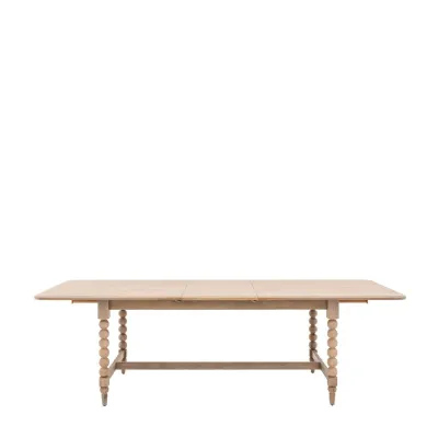 Natural Wood Extending Dining Table with Turned Legs
