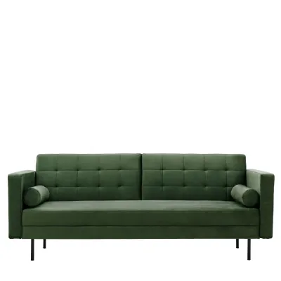 Green Fabric Sofa Bed Black Metal Legs