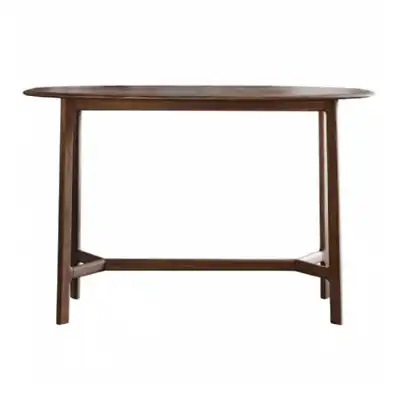 Walnut Wood Lacquered Console Table Without Storage