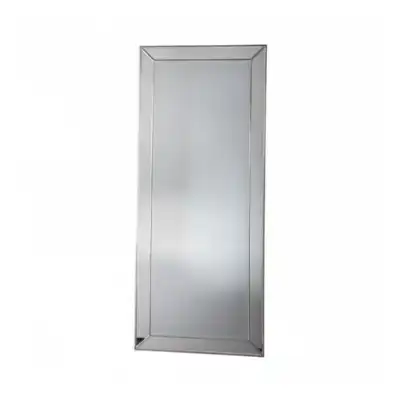 Venetian Style Rectangular Leaner Floor Mirror With Silver Piping 690mm