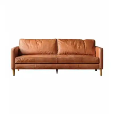 Large Vintage Tan Brown Leather 2 Seater Sofa 200cm Wide