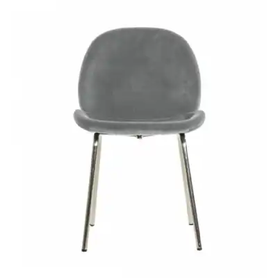 Light Grey Velvet Fabric Dining Chair Silver Metal Legs