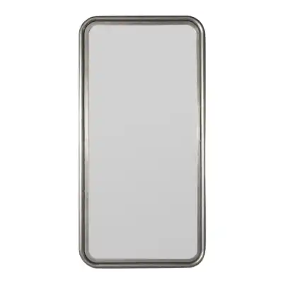 Large Silver Curved Edge Rectangular Wall Mirror