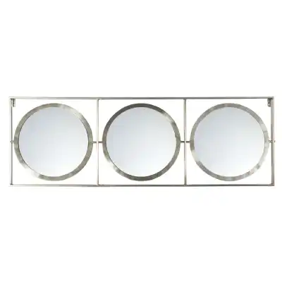 3 Round Mirrors In Rectangular Metal Frame
