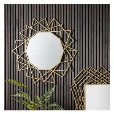 Large Gold Hexagonal Webb Framed Wall Mirror