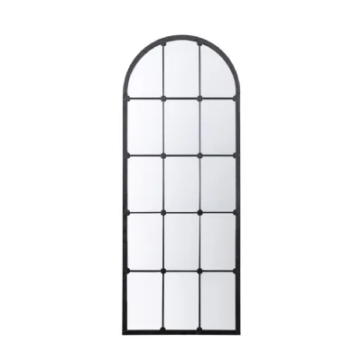 Black Metal Arched Window Pane Wall Mirror