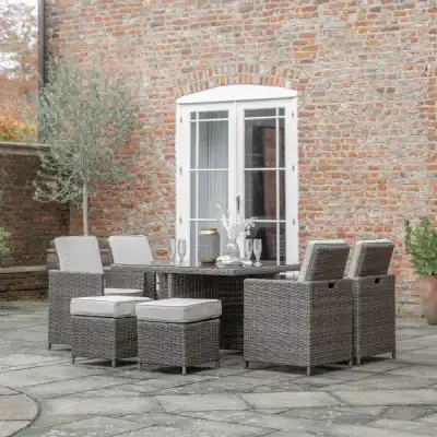 Rattan Outdoor Garden Furniture 8 Seater Cube Dining Table Chair Set