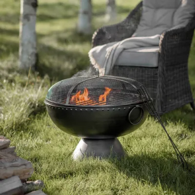 Black Iron Fire Pit Outdoor Garden Bowl Style
