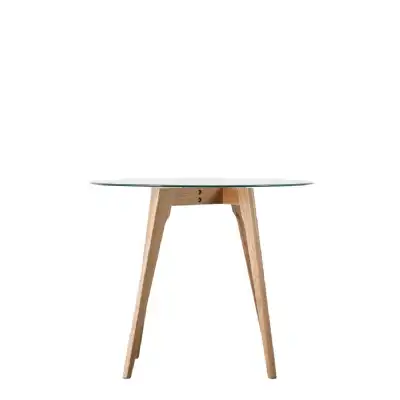 Light Oak Round Dining Table Glass Top