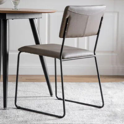 Silver Grey PU Fabric Upholstered Dining Chair