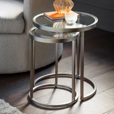 Silver Round Nest of 2 Side Tables