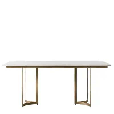 White Marble Dining Table Brass Gold Metal Base