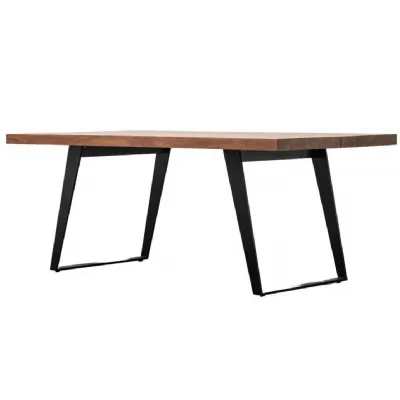 Large Wooden 220cm Dining Table Angular Black Metal Legs