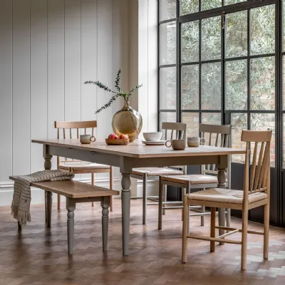 Oak Top Rectangular Extending Grey Painted Dining Table