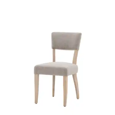Traditional Light Grey Linen Oak Curved Dining Chair