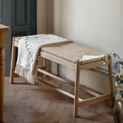 Farmhouse Dining Bench Rope Weave Seat