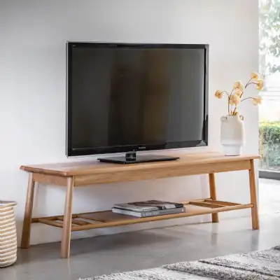Nordic Oak TV Media Unit With Shelf