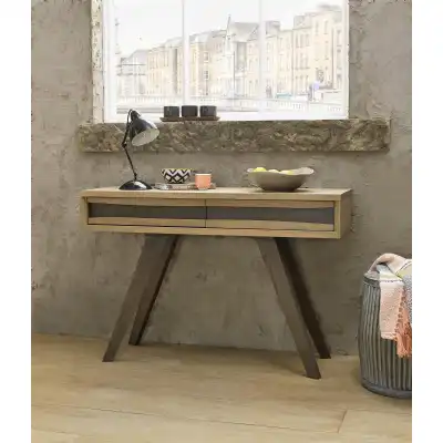 Weathered Oak 2 Drawer Console Table Tapered Legs