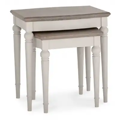 Grey Washed Oak Grey Painted Nest of 2 Tables