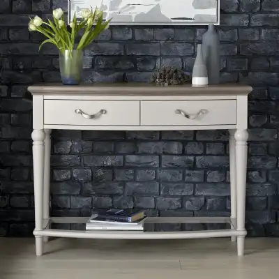 Grey Washed Oak 2 Drawer Console Table