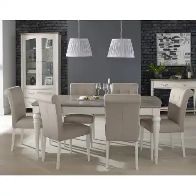 Grey Washed Oak Dining Table Set with 6 Grey Chairs