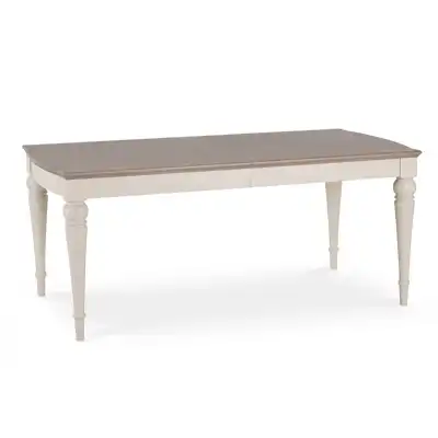 Large Grey Painted Patterned Oak Extending Dining Table