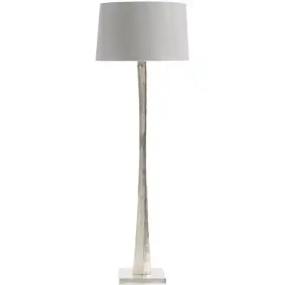 Tall Metal Floor Lamp Round Grey Fabric Shade